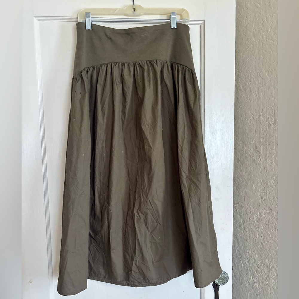 Simply Vera Vera Wang Olive A-Line Midi Skirt
